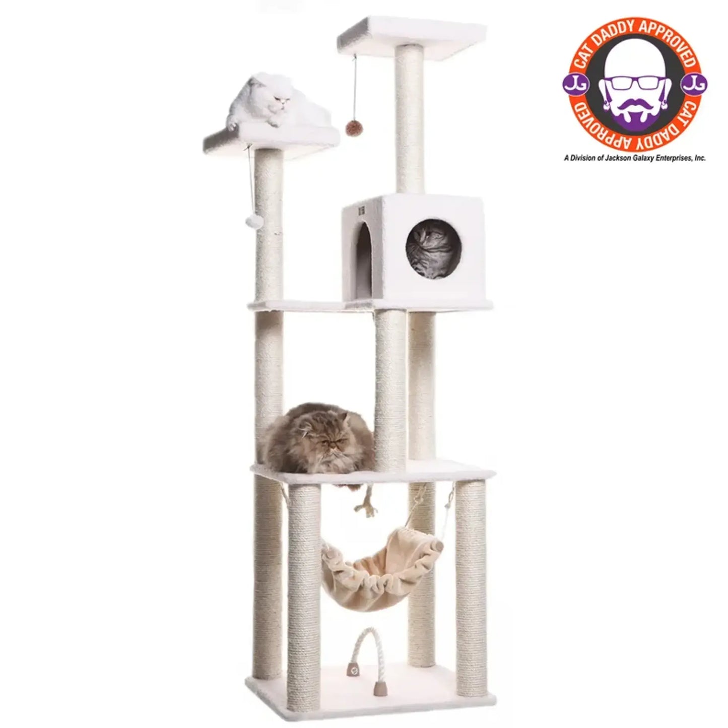 Real Wood B7301 Classic Ivory Cat Tree, 4 Levels With Rope - B7301