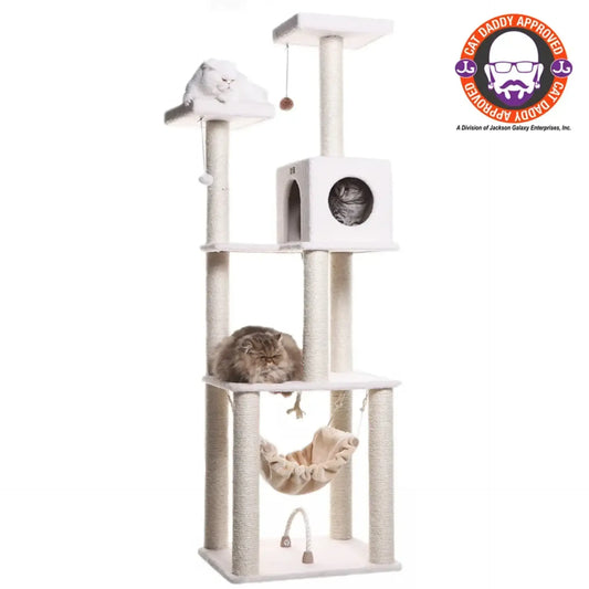 Real Wood B7301 Classic Ivory Cat Tree, 4 Levels With Rope - B7301