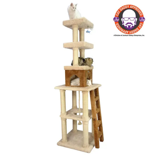 Real Wood Multi-Level Cat Tower X8303 Cat Tree In Beige - X8303